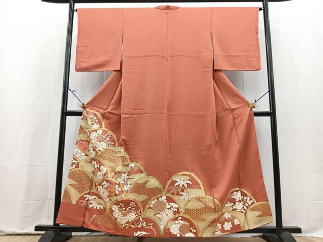 平和屋着物■豪華色留袖　駒刺繍　花青海波　正絹　逸品　BAAX9824yc