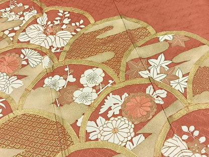 平和屋着物■豪華色留袖　駒刺繍　花青海波　正絹　逸品　BAAX9824yc