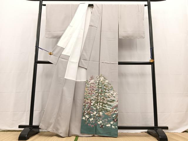 平和屋着物■豪華色留袖　友禅　作家物　飛鶴浜松文　正絹　逸品　BAAX9833yc