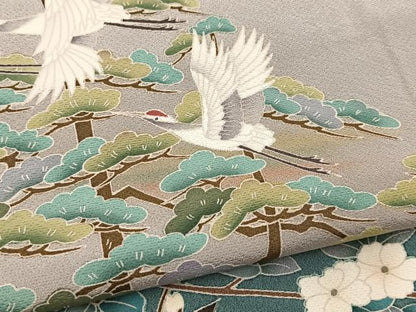平和屋着物■豪華色留袖　友禅　作家物　飛鶴浜松文　正絹　逸品　BAAX9833yc