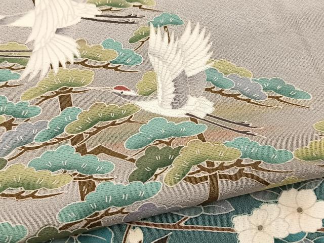 平和屋着物■豪華色留袖　友禅　作家物　飛鶴浜松文　正絹　逸品　BAAX9833yc