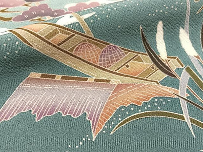 平和屋着物■豪華色留袖　友禅　作家物　飛鶴浜松文　正絹　逸品　BAAX9833yc
