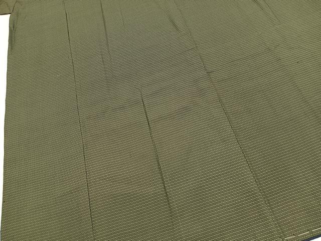 平和屋着物■男性　紬　アンサンブル　長羽織　幾何学文様　正絹　逸品　BAAX9836yc