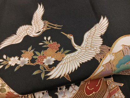 平和屋着物■豪華黒留袖　駒刺繍　飛鶴祇園祭文　金銀彩　正絹　逸品　BAAX9840yc