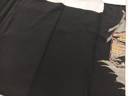 平和屋着物■豪華黒留袖　駒刺繍　飛鶴祇園祭文　金銀彩　正絹　逸品　BAAX9840yc