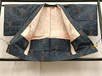 平和屋着物■本場村山大島紬　アンサンブル　幾何学花文　正絹　逸品　BAAX9841yc