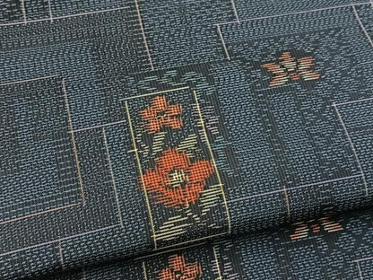 平和屋着物■本場村山大島紬　アンサンブル　幾何学花文　正絹　逸品　BAAX9841yc