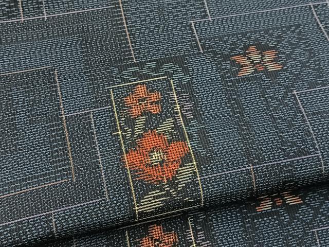 平和屋着物■本場村山大島紬　アンサンブル　幾何学花文　正絹　逸品　BAAX9841yc