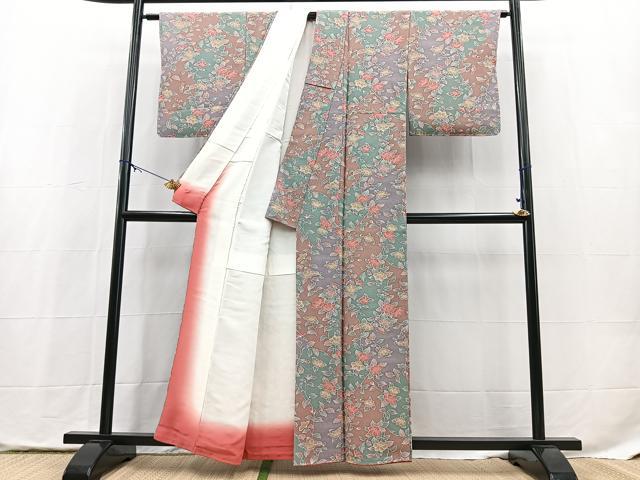 平和屋着物■上質な小紋　切嵌椿文　鬼しぼ縮緬　正絹　逸品　未使用　BAAX9843yc