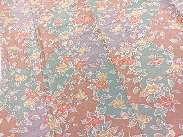 平和屋着物■上質な小紋　切嵌椿文　鬼しぼ縮緬　正絹　逸品　未使用　BAAX9843yc