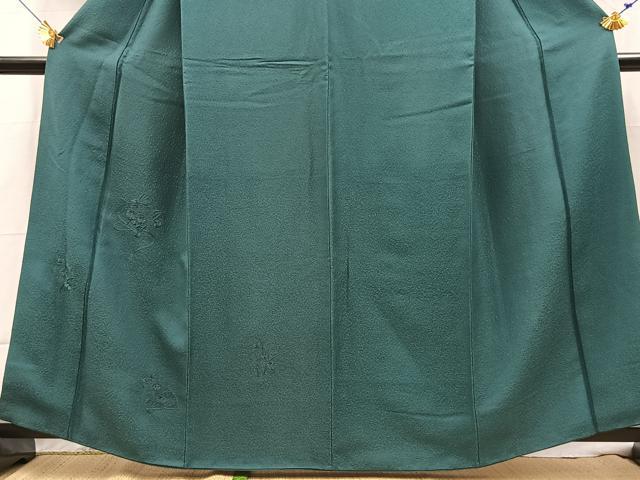平和屋着物■中国三大刺繍　スワトウ刺繍　汕頭刺繍　無地絵羽訪問着　総刺繍　扇面花文　青碧色　正絹　逸品　BAAX9844yc