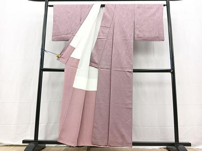 平和屋着物■上質な色無地　杢目地紋　紅藤色　正絹　逸品　BAAX9845yc