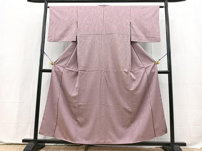 平和屋着物■上質な色無地　杢目地紋　紅藤色　正絹　逸品　BAAX9845yc