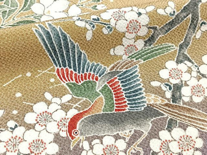 平和屋着物●訪問着　流水花鳥文　暈し染め　鬼しぼ縮緬　正絹　逸品　未使用　BAAX9846yc