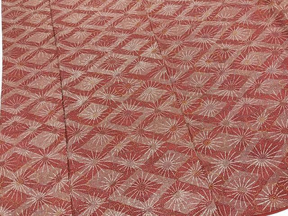 平和屋着物■上質な小紋　格子柄花文　正絹　逸品　BAAX9847yc