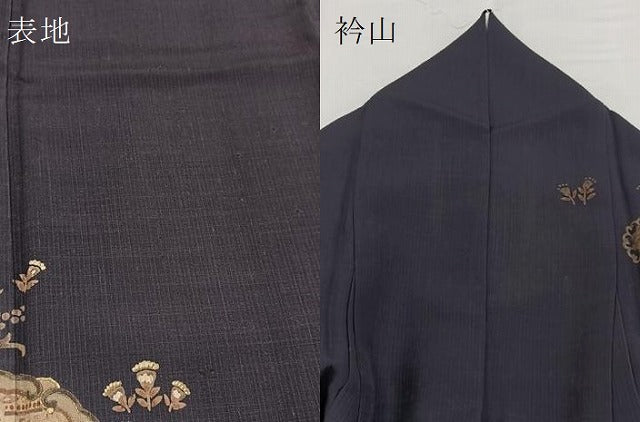 平和屋着物●訪問着　紬地　エジプト壁画文様　暈し染め　金彩　正絹　逸品　BAAX9848yc