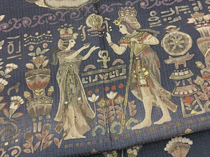 平和屋着物●訪問着　紬地　エジプト壁画文様　暈し染め　金彩　正絹　逸品　BAAX9848yc
