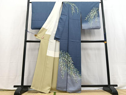 平和屋着物■訪問着　枝垂れ柳文　暈し染め　正絹　逸品　BAAX9850yc