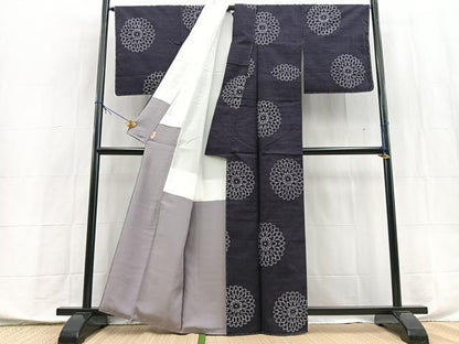 平和屋着物●上質な紬　菊花文　正絹　逸品　未使用　BAAX9854yc