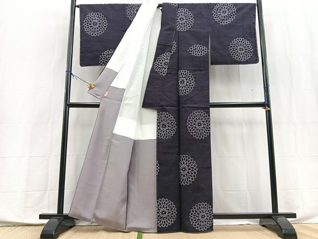 平和屋着物●上質な紬　菊花文　正絹　逸品　未使用　BAAX9854yc