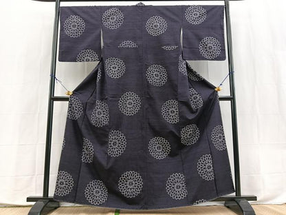 平和屋着物●上質な紬　菊花文　正絹　逸品　未使用　BAAX9854yc