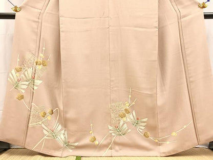 平和屋着物●訪問着　松花文　金彩　正絹　逸品　BAAX9855yc