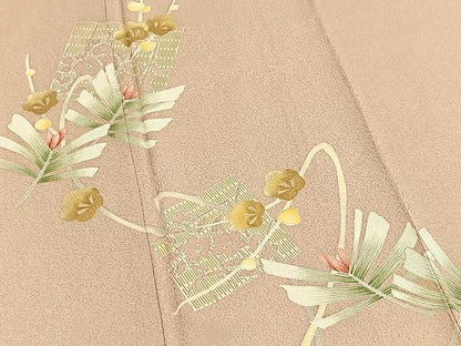 平和屋着物●訪問着　松花文　金彩　正絹　逸品　BAAX9855yc