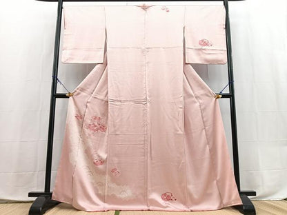 平和屋着物■訪問着　絞り　刺繍　貝桶花文　正絹　逸品　BAAX9857yc