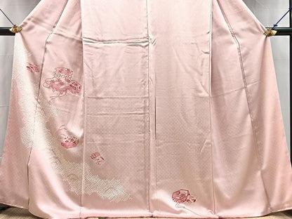 平和屋着物■訪問着　絞り　刺繍　貝桶花文　正絹　逸品　BAAX9857yc