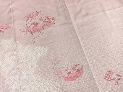 平和屋着物■訪問着　絞り　刺繍　貝桶花文　正絹　逸品　BAAX9857yc