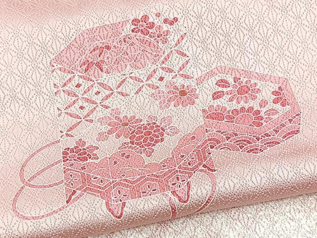 平和屋着物■訪問着　絞り　刺繍　貝桶花文　正絹　逸品　BAAX9857yc