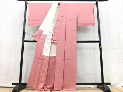 平和屋着物■世界的ファッションデザイナー　山本寛斎監修　kansaiブランド　色無地　桜尽くし地紋　長春色　正絹　逸品　BAAX9858yc