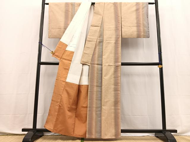 平和屋着物■上質な紬　間道　正絹　逸品　BAAX9864yc