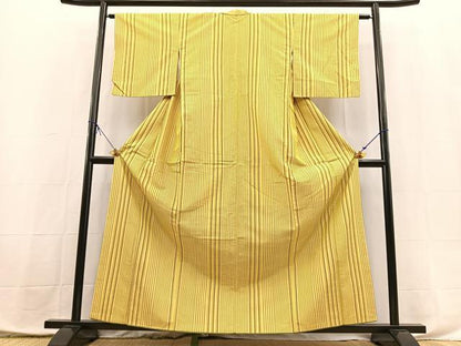 平和屋着物■上質な紬　縞　正絹　逸品　BAAX9867yc