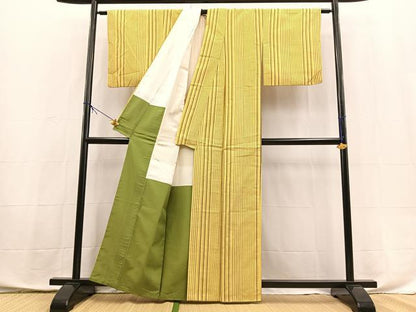平和屋着物■上質な紬　縞　正絹　逸品　BAAX9867yc