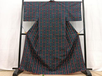 平和屋着物■上質な紬　幾何学文様　正絹　逸品　未使用　BAAX9869yc