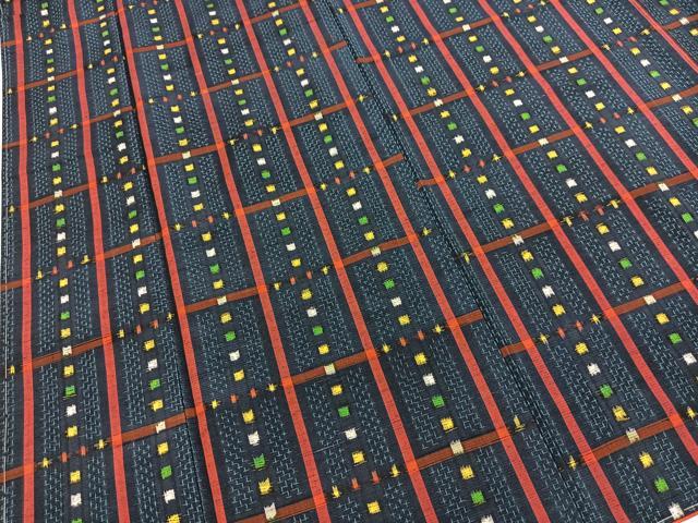 平和屋着物■上質な紬　幾何学文様　正絹　逸品　未使用　BAAX9869yc