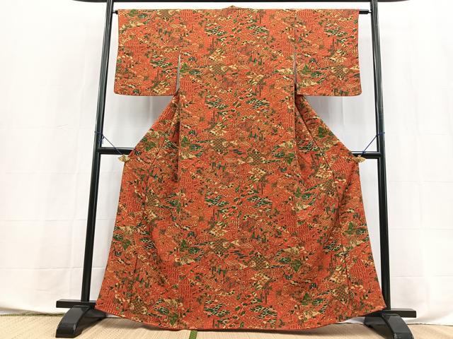平和屋着物■上質な小紋　切嵌風景文　正絹　逸品　BAAX9870yc