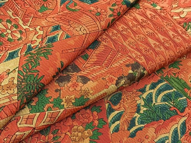 平和屋着物■上質な小紋　切嵌風景文　正絹　逸品　BAAX9870yc