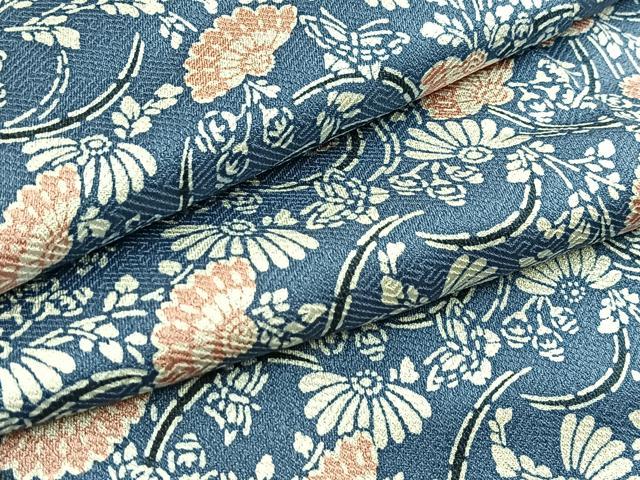 平和屋着物■上質な小紋　型染め　花蝶文　正絹　逸品　BAAX9873yc