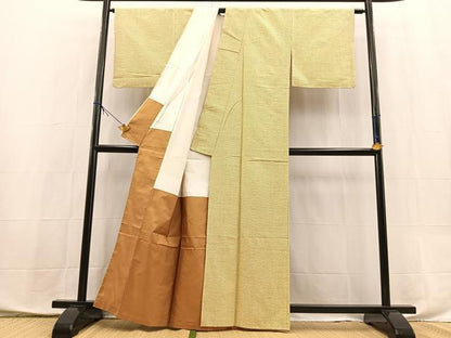 平和屋着物■上質な紬　絣文様　正絹　逸品　BAAX9874yc