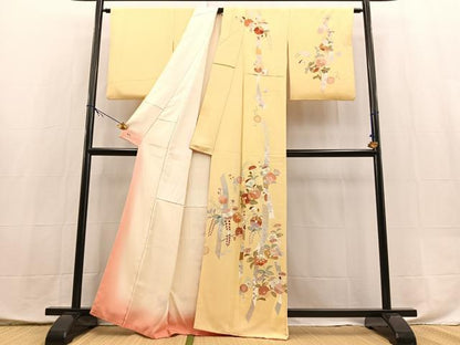 平和屋着物●創業460年・千總　訪問着　駒刺繍　短冊花文　金彩　三越扱い　正絹　逸品　BAAX9875yc