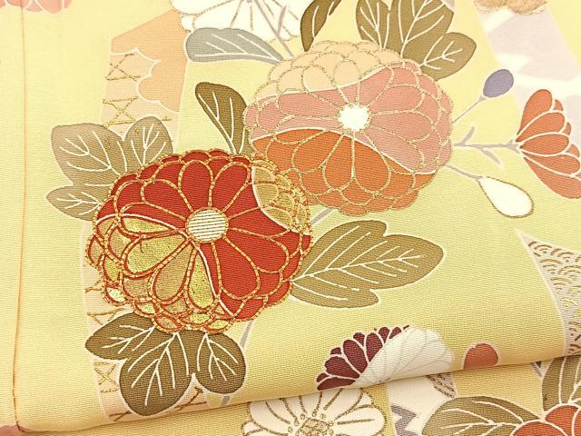 平和屋着物●創業460年・千總　訪問着　駒刺繍　短冊花文　金彩　三越扱い　正絹　逸品　BAAX9875yc