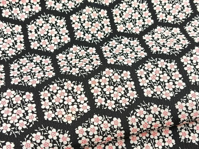 平和屋着物■上質な小紋　亀甲花文　黒地　正絹　逸品　BAAX9877yc