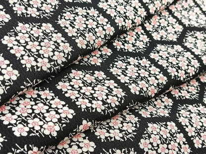 平和屋着物■上質な小紋　亀甲花文　黒地　正絹　逸品　BAAX9877yc