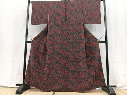 平和屋着物■上質な小紋　型染め　吉祥花文　鬼しぼ縮緬　正絹　逸品　BAAX9880yc