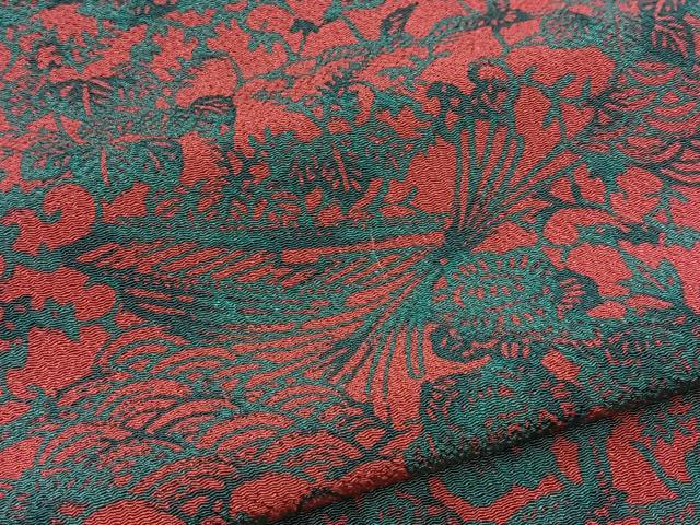 平和屋着物■上質な小紋　型染め　吉祥花文　鬼しぼ縮緬　正絹　逸品　BAAX9880yc