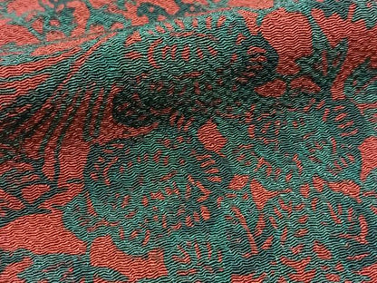 平和屋着物■上質な小紋　型染め　吉祥花文　鬼しぼ縮緬　正絹　逸品　BAAX9880yc