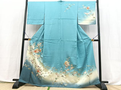 平和屋着物●訪問着　刺繍　鏡裏花文　暈し染め　金銀彩　正絹　逸品　未使用　BAAX9881yc