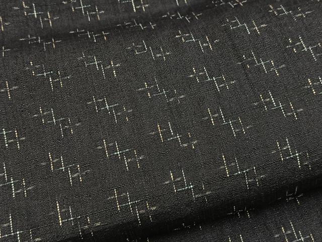 平和屋着物■上質な紬　絣文様　黒地　正絹　逸品　BAAX9883yc
